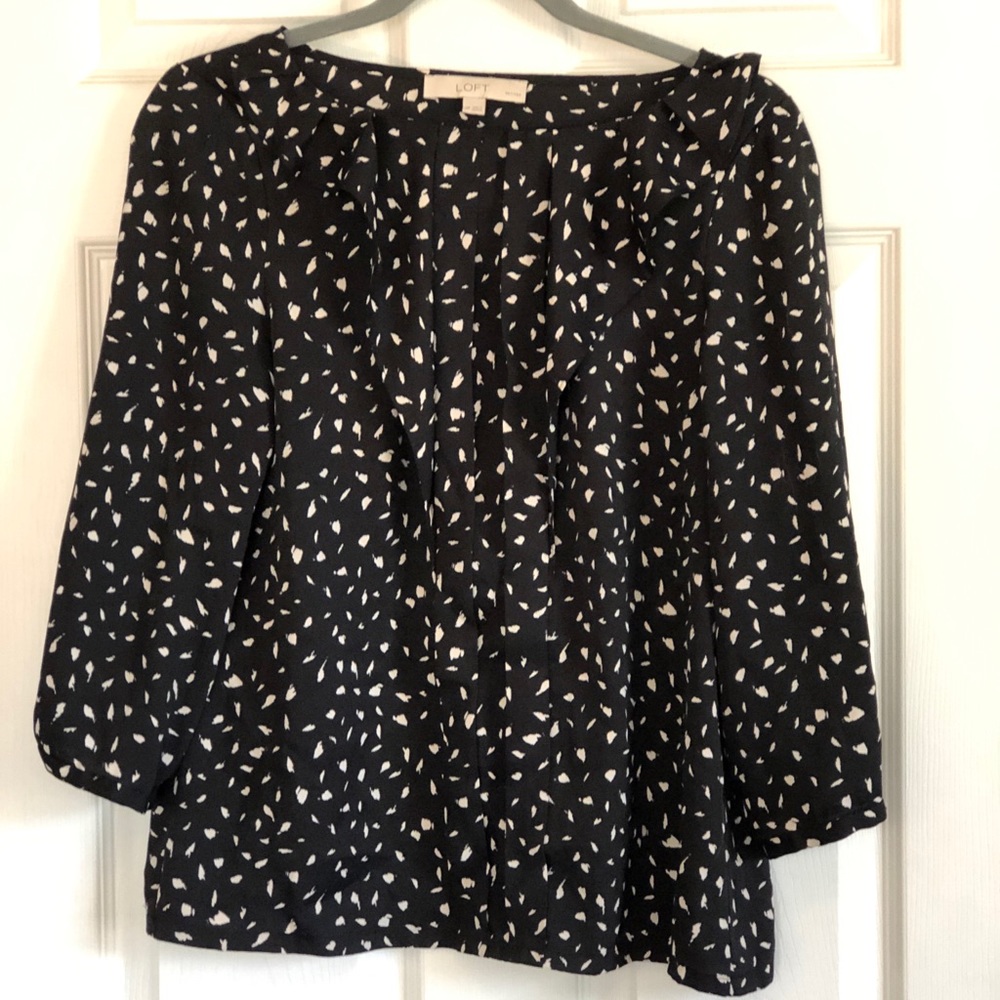 Loft Black pleat front blouse